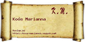 Koós Marianna névjegykártya